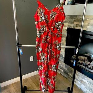 Red paisley Romper